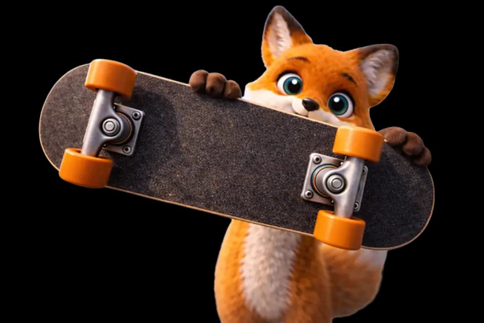 Fox on skateboard