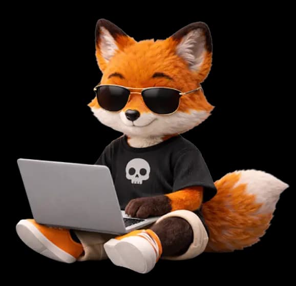 Paco fox with laptop
